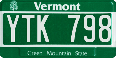 VT license plate YTK798
