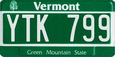 VT license plate YTK799