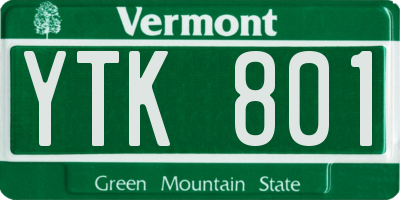 VT license plate YTK801