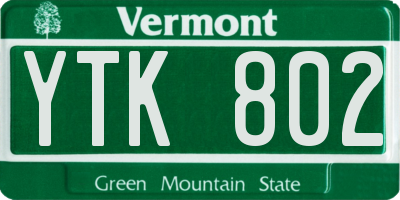 VT license plate YTK802