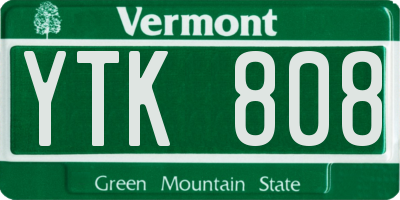 VT license plate YTK808