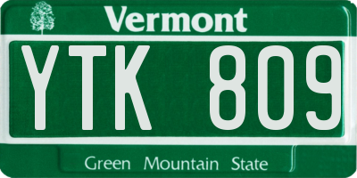 VT license plate YTK809