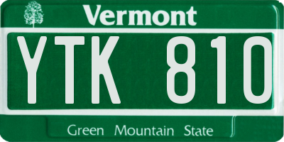 VT license plate YTK810