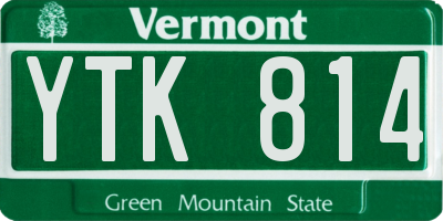 VT license plate YTK814