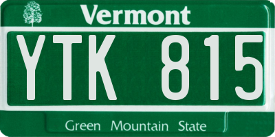 VT license plate YTK815