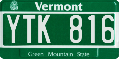VT license plate YTK816