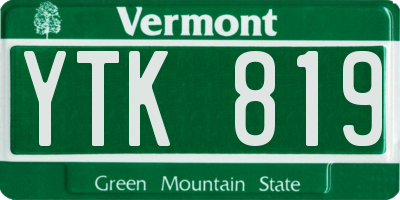 VT license plate YTK819