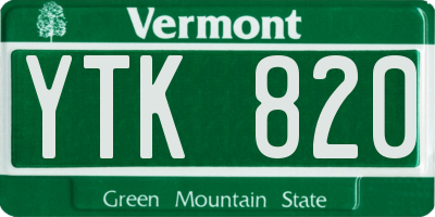VT license plate YTK820