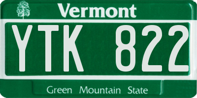 VT license plate YTK822