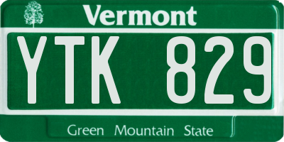 VT license plate YTK829