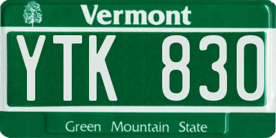 VT license plate YTK830