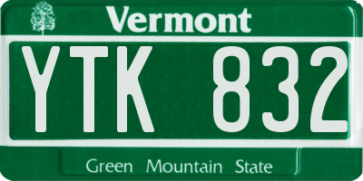 VT license plate YTK832
