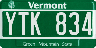 VT license plate YTK834