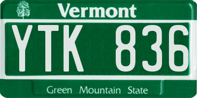 VT license plate YTK836
