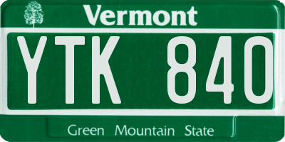 VT license plate YTK840