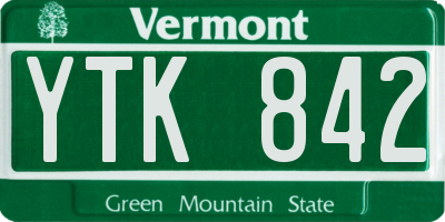 VT license plate YTK842
