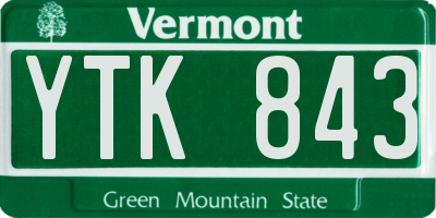 VT license plate YTK843