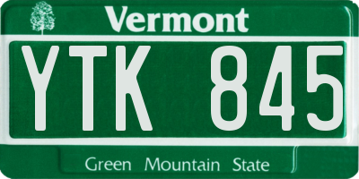 VT license plate YTK845