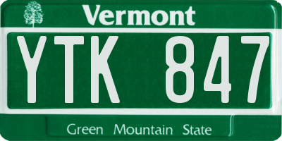 VT license plate YTK847