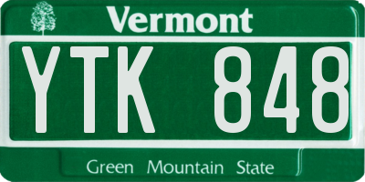 VT license plate YTK848