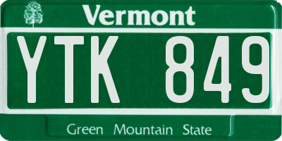 VT license plate YTK849