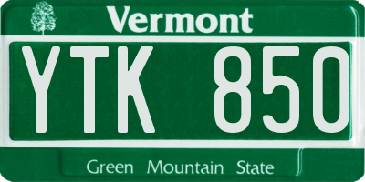 VT license plate YTK850