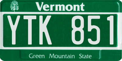 VT license plate YTK851