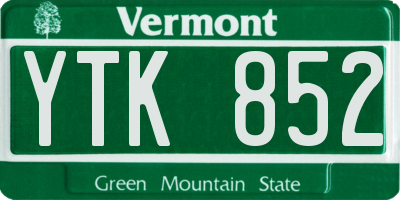 VT license plate YTK852