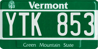 VT license plate YTK853