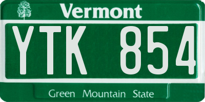 VT license plate YTK854