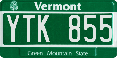 VT license plate YTK855