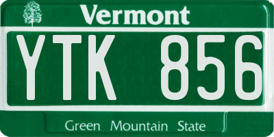 VT license plate YTK856