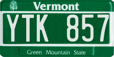VT license plate YTK857