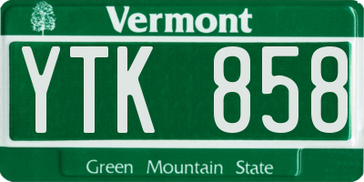 VT license plate YTK858