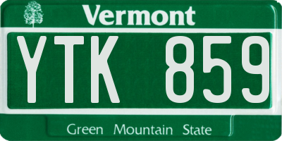 VT license plate YTK859