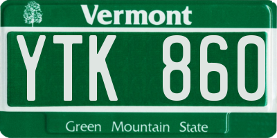 VT license plate YTK860