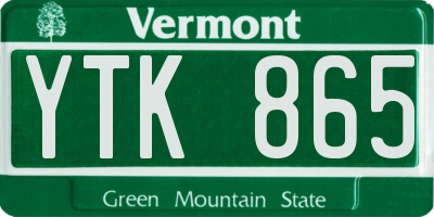 VT license plate YTK865