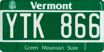 VT license plate YTK866