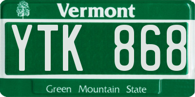VT license plate YTK868
