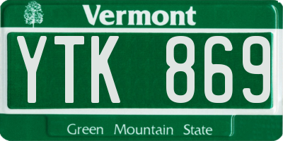 VT license plate YTK869