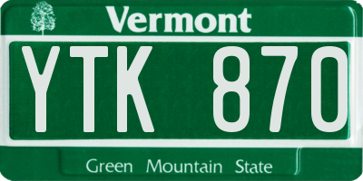 VT license plate YTK870