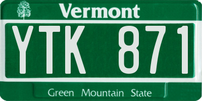 VT license plate YTK871