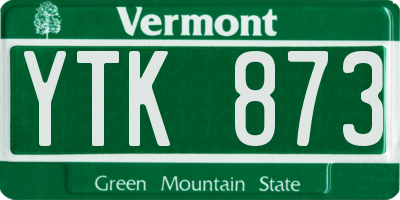 VT license plate YTK873