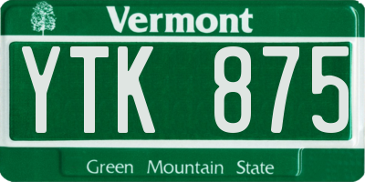 VT license plate YTK875