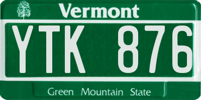 VT license plate YTK876