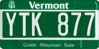 VT license plate YTK877