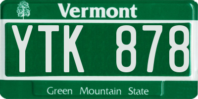 VT license plate YTK878