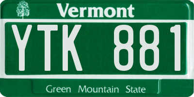 VT license plate YTK881