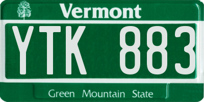 VT license plate YTK883