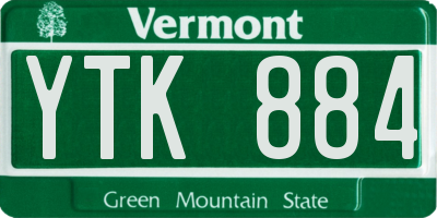 VT license plate YTK884